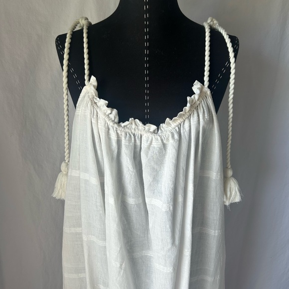 Ulla Johnson Adira Fringe-Hem Shoulder-Tie Coverup Dress Size XL Cotton handmade - Picture 5 of 13